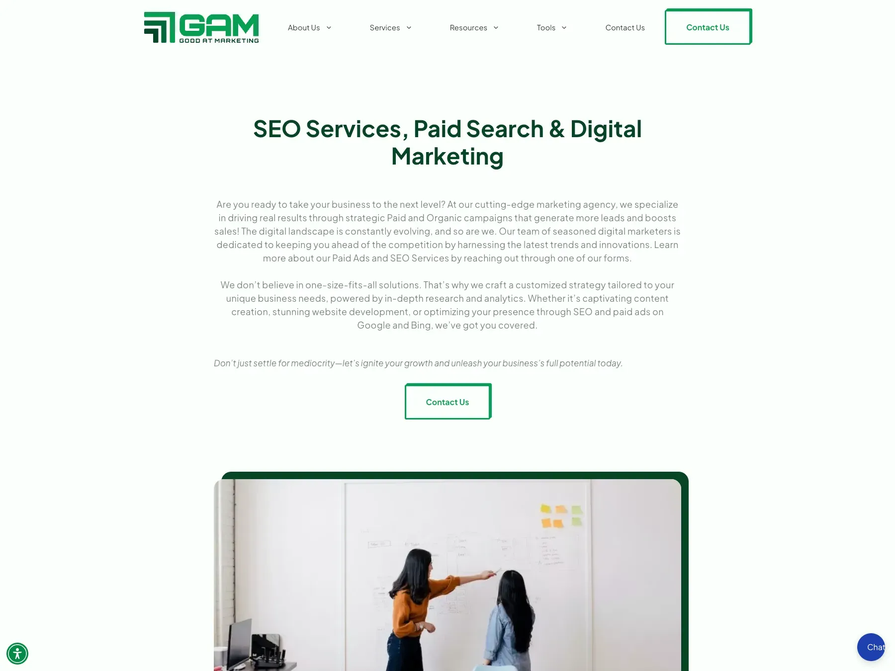 Good At Marketing agency homepage