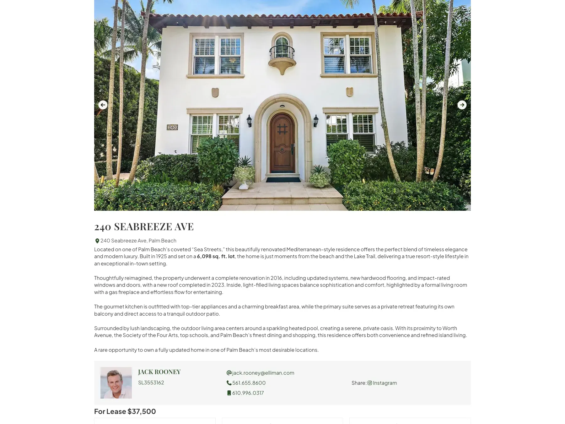 Jack Rooney Real Estate active property listing detail page