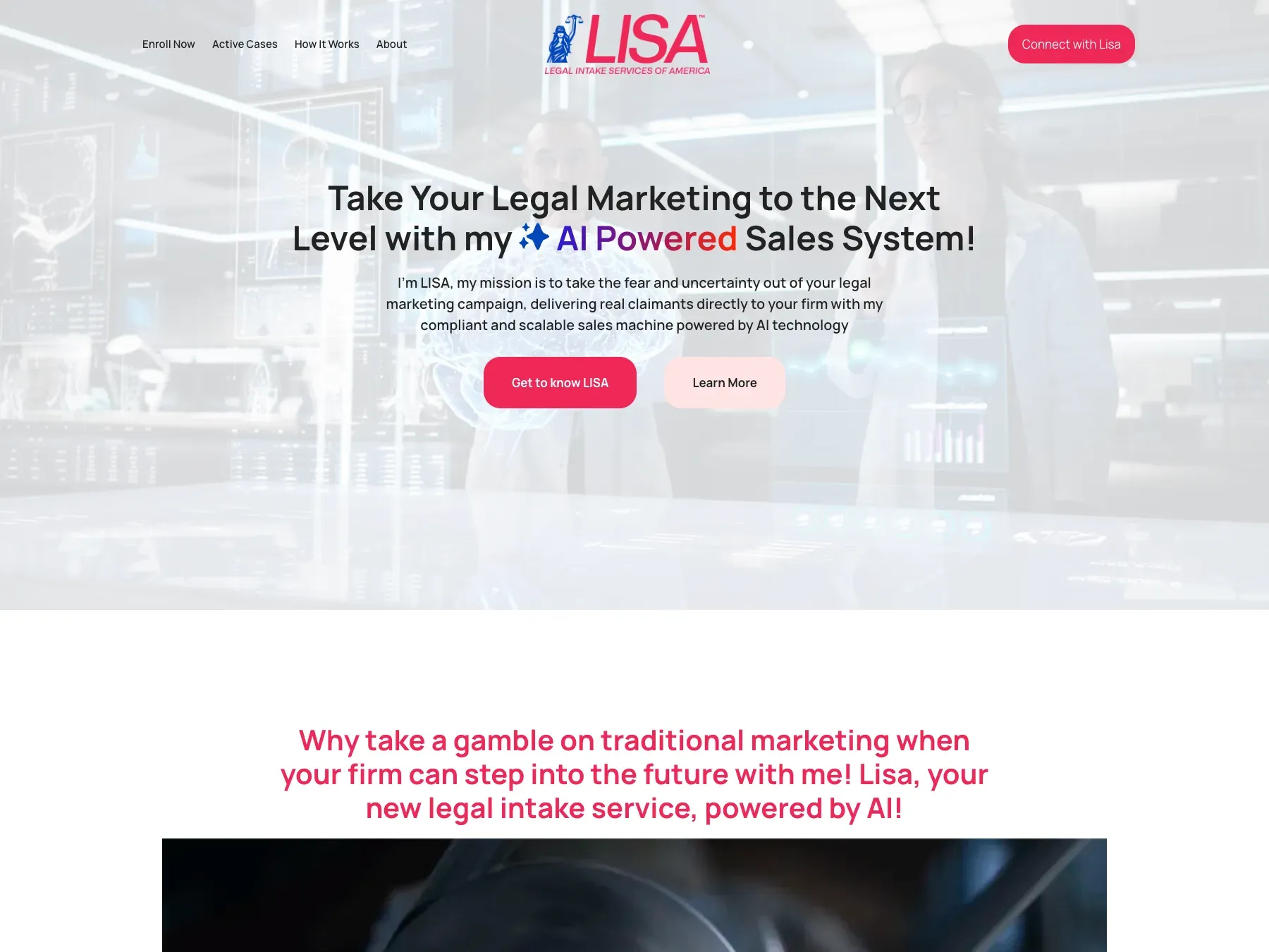 My LISA B2B services site homepage